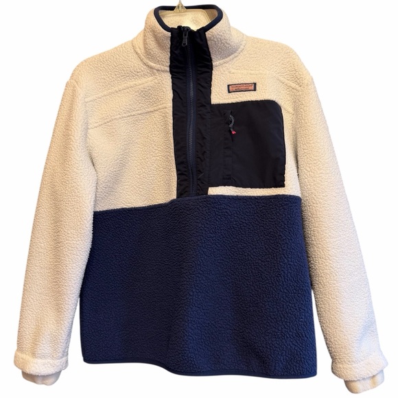 Vineyard Vines Women’s Sherpa SuperShep Color Block Small Navy/White - Picture 1 of 10